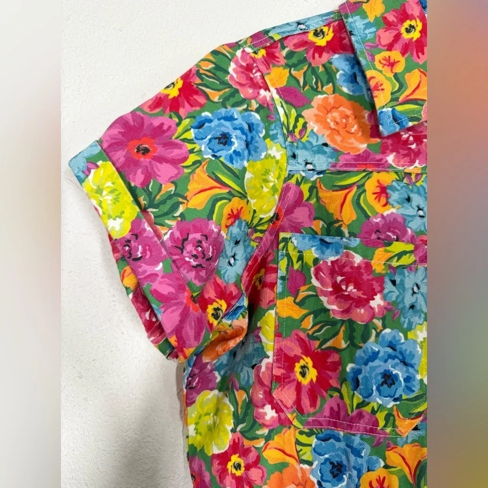 Show Me Your Mumu Cannon Denim Cotton Romper Bright Floral Soiree XXL - Picture 3 of 6
